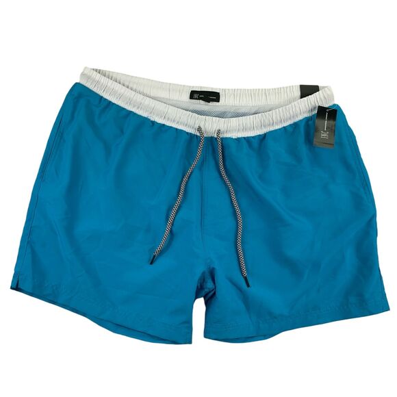 INC Mens Quick-Dry Liam Solid 5" Swim Trunks Blue 2XL - Picture 1 of 5